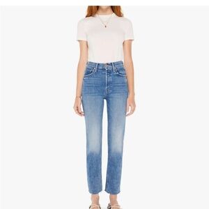 MOTHER Blue Ankle Cropped Jeans
